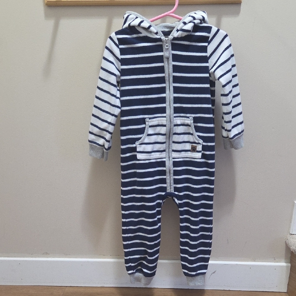 Carter's Navy and White Striped Footless Bunting Suit